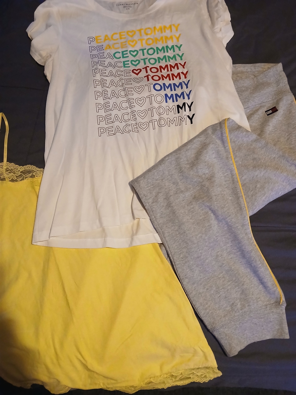 Tommy Hilfiger Gray Joggers 3 Piece Set with Yellow Piping